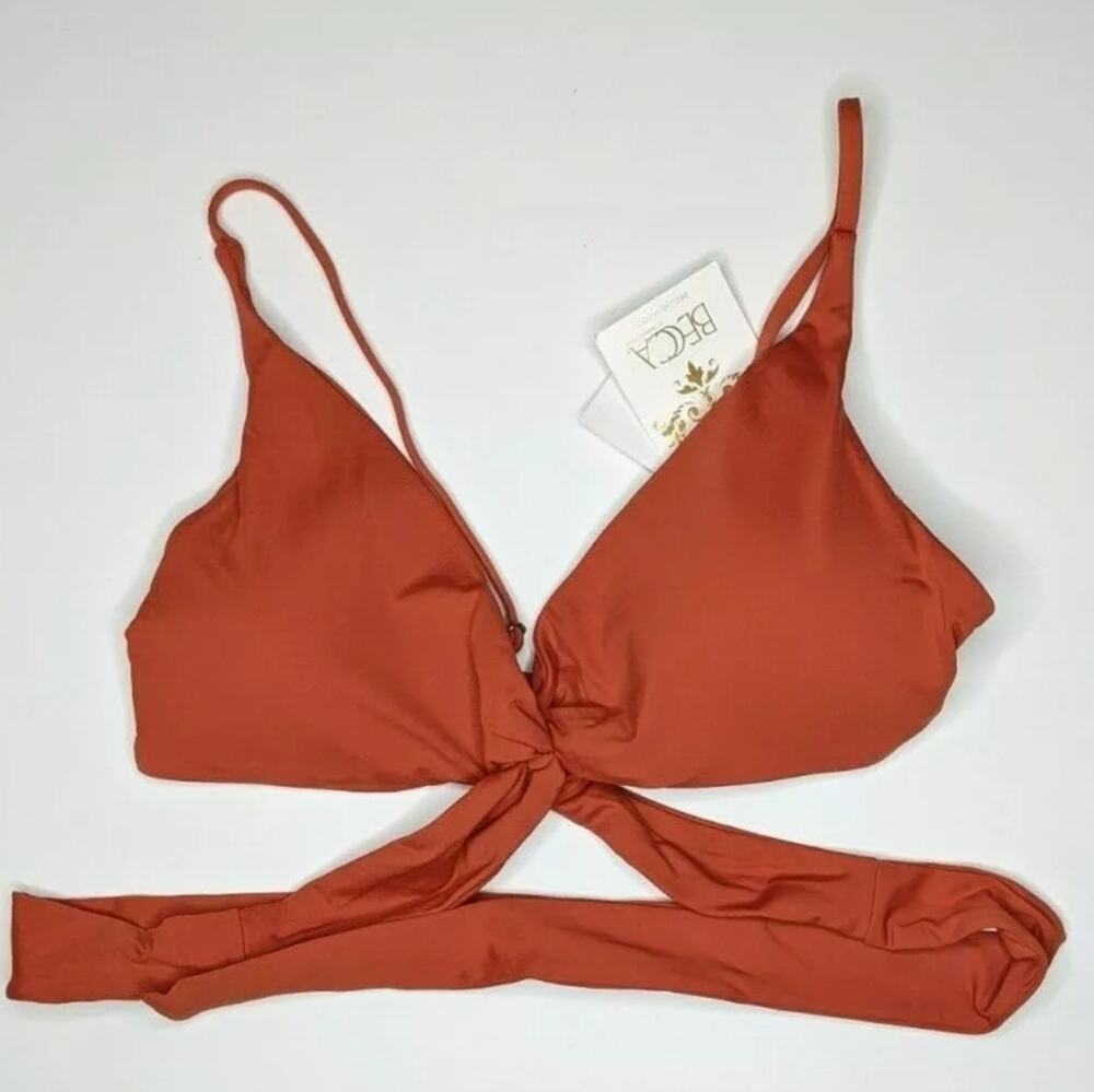 Becca Wrap Bralette Bikini Top, Clay, Women's Large